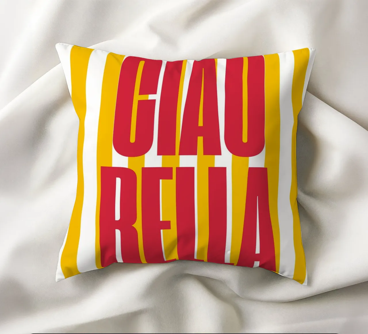 "Ciao Bella" – Vibrant Stripe Statement Print cuscino da PrintCessStudio