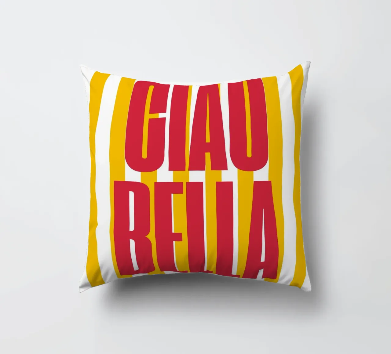 "Ciao Bella" – Vibrant Stripe Statement Print cuscino da PrintCessStudio