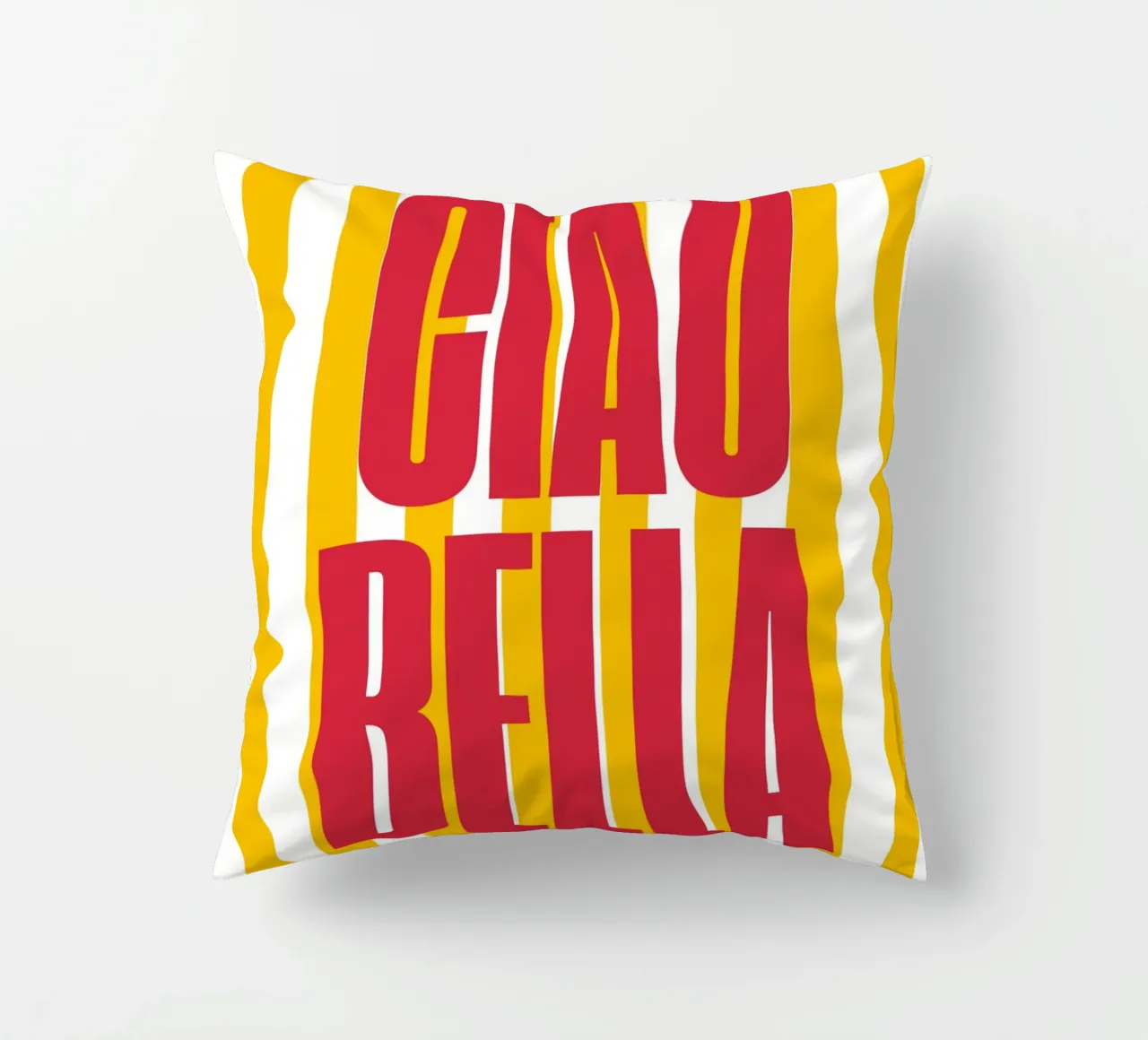 "Ciao Bella" – Vibrant Stripe Statement Print cuscino da PrintCessStudio