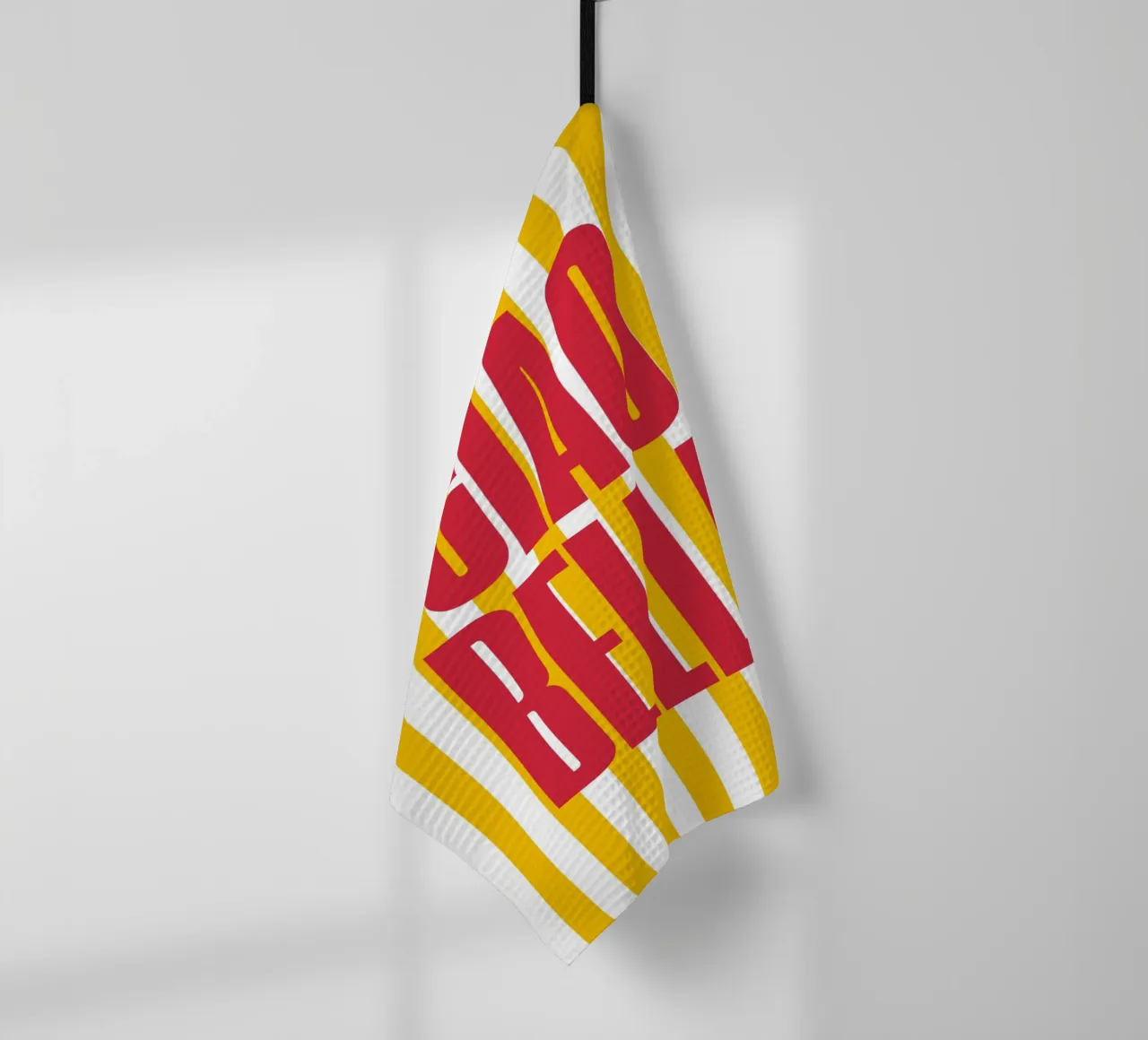 "Ciao Bella" – Vibrant Stripe Statement Print Geschirrtuch von PrintCessStudio