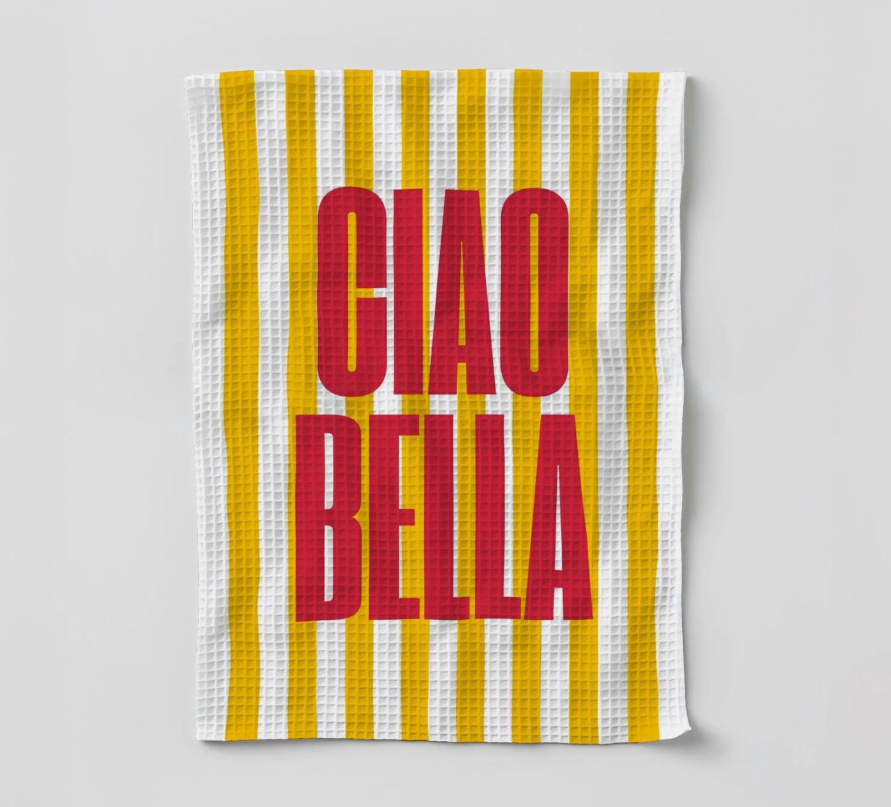 "Ciao Bella" – Vibrant Stripe Statement Print canovaccio da cucina da PrintCessStudio