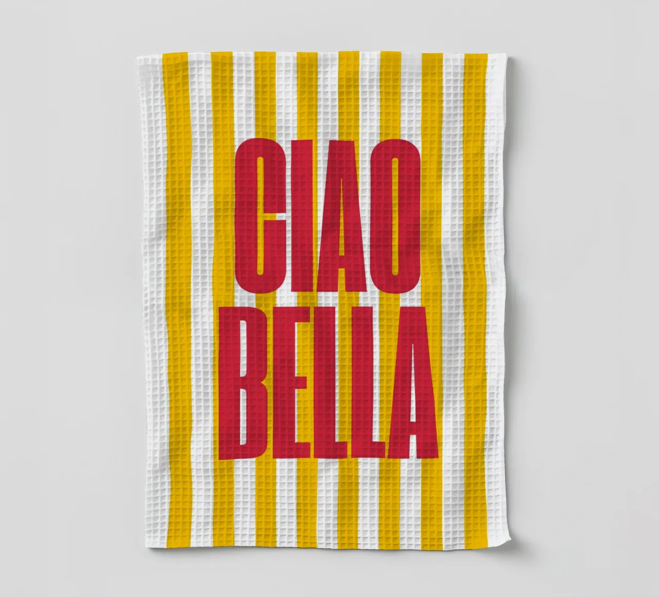 "Ciao Bella" – Vibrant Stripe Statement Print Geschirrtuch von PrintCessStudio