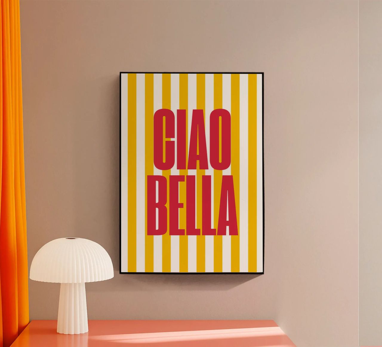 "Ciao Bella" – Vibrant Stripe Statement Print plexiglass da PrintCessStudio