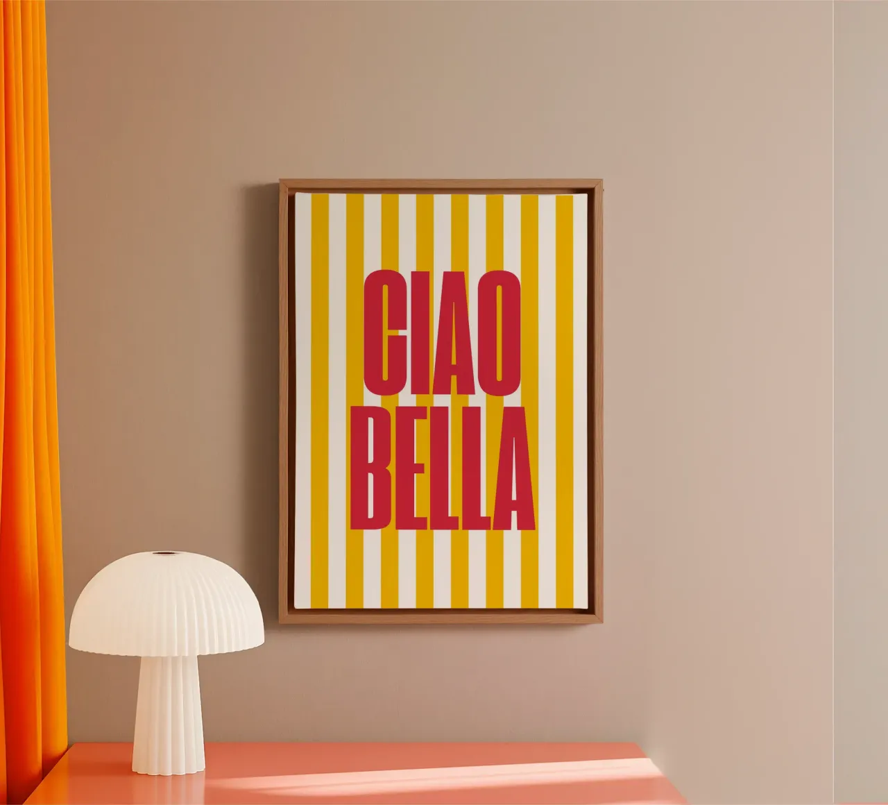 "Ciao Bella" – Vibrant Stripe Statement Print tela da PrintCessStudio
