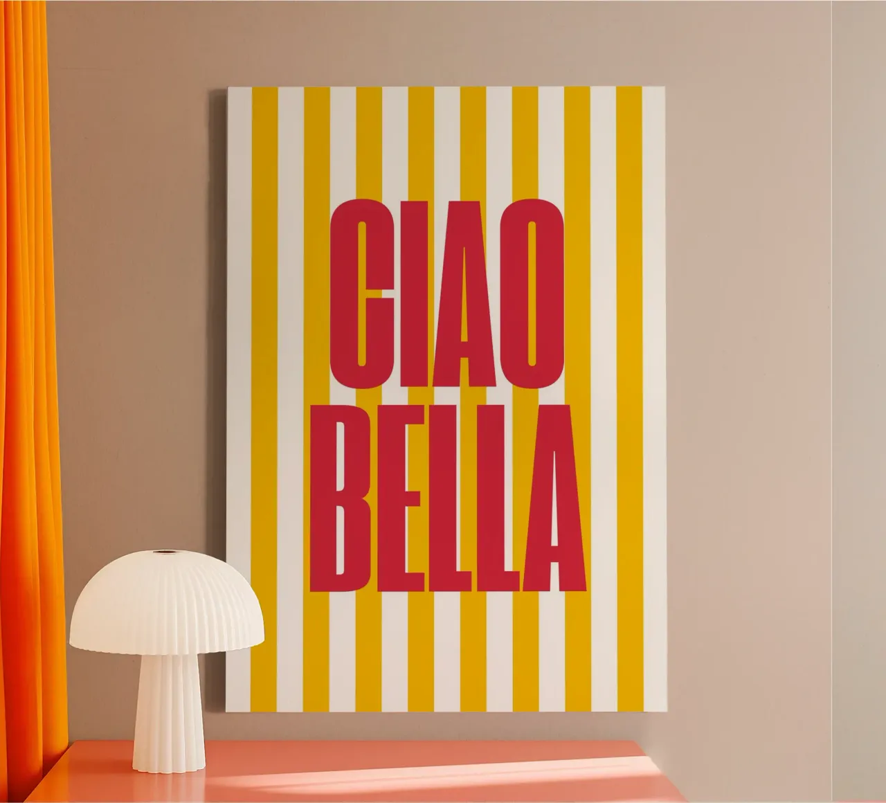"Ciao Bella" – Vibrant Stripe Statement Print tela da PrintCessStudio
