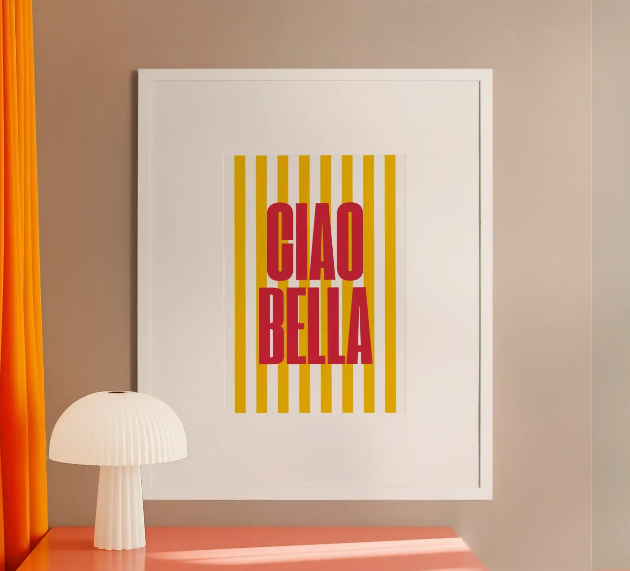 "Ciao Bella" – Vibrant Stripe Statement Print carta hahnemühle da PrintCessStudio