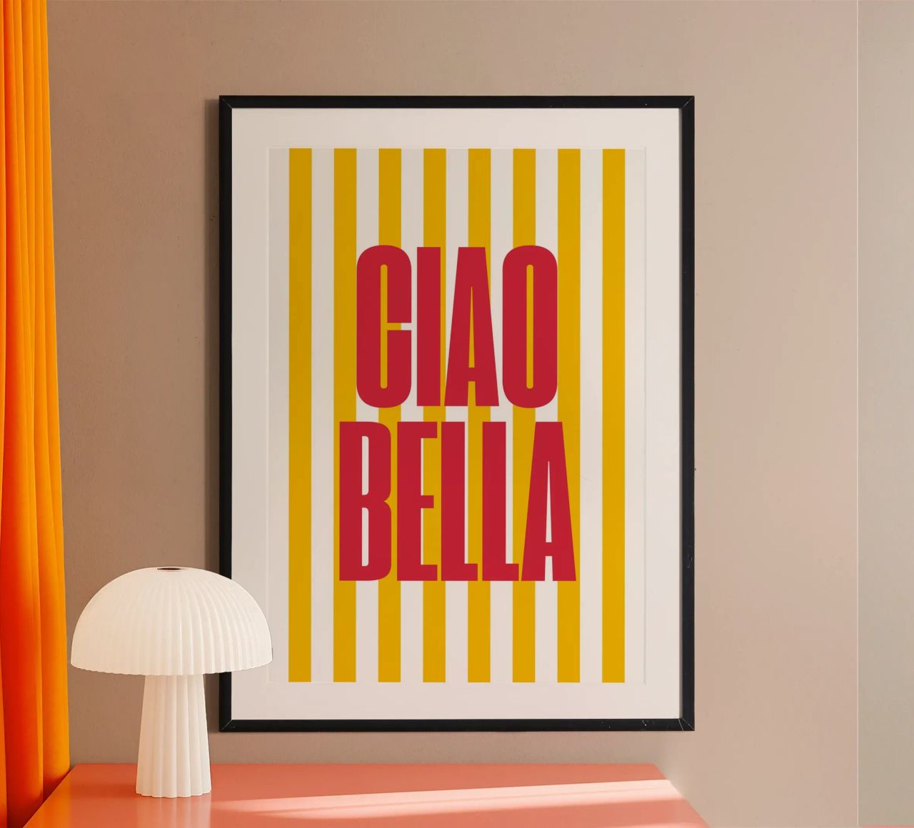 "Ciao Bella" – Vibrant Stripe Statement Print poster da PrintCessStudio