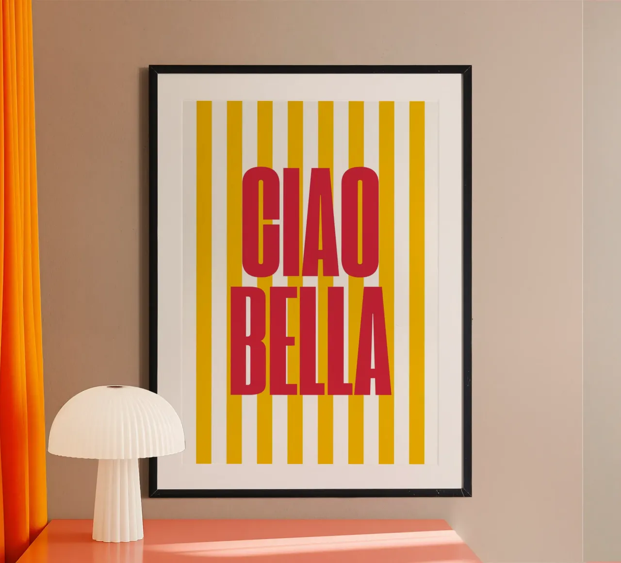 "Ciao Bella" – Vibrant Stripe Statement Print carta hahnemühle da PrintCessStudio