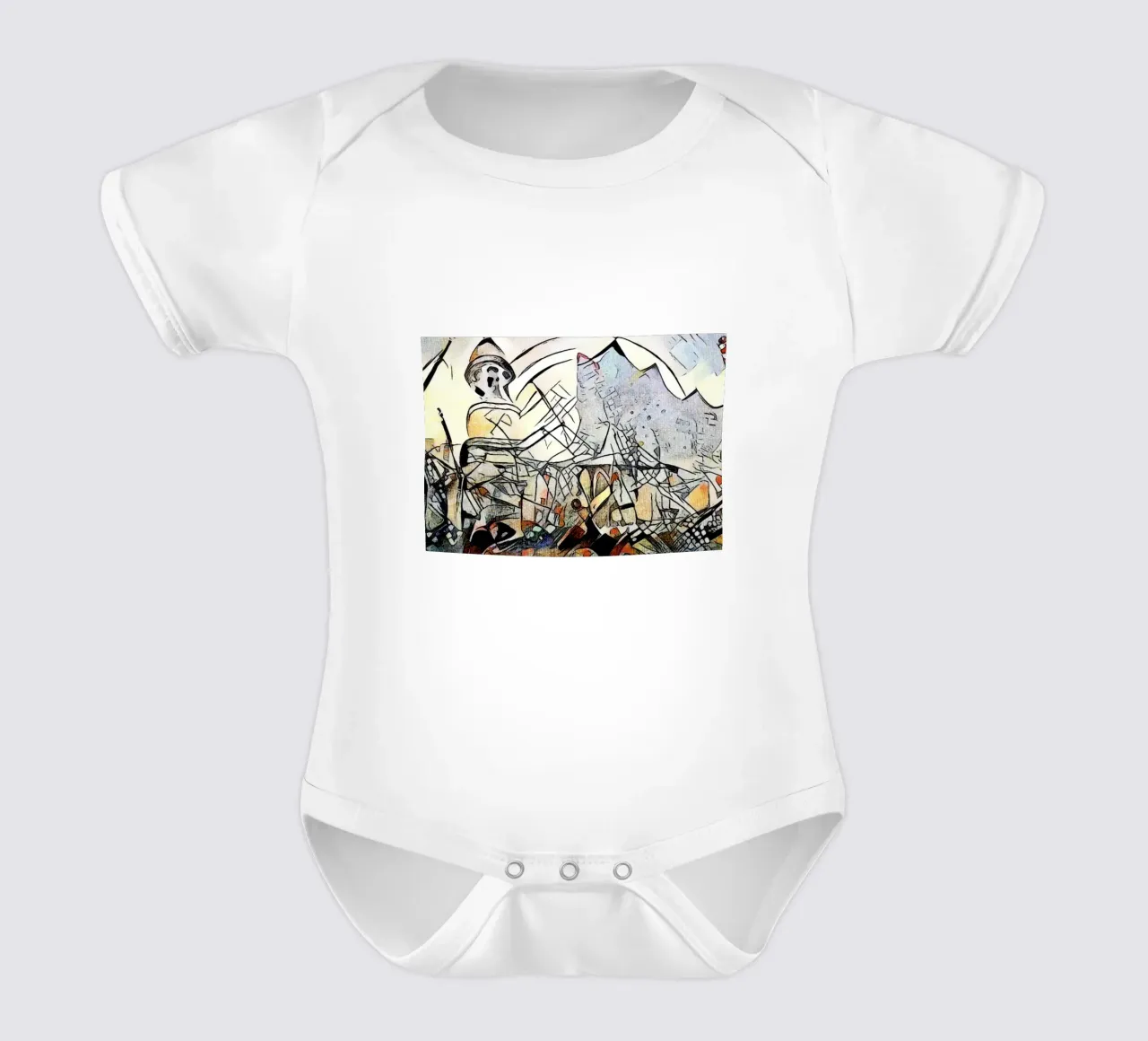 Kandinsky meets Hamburg #17 short-sleeve baby romper by ZAMART