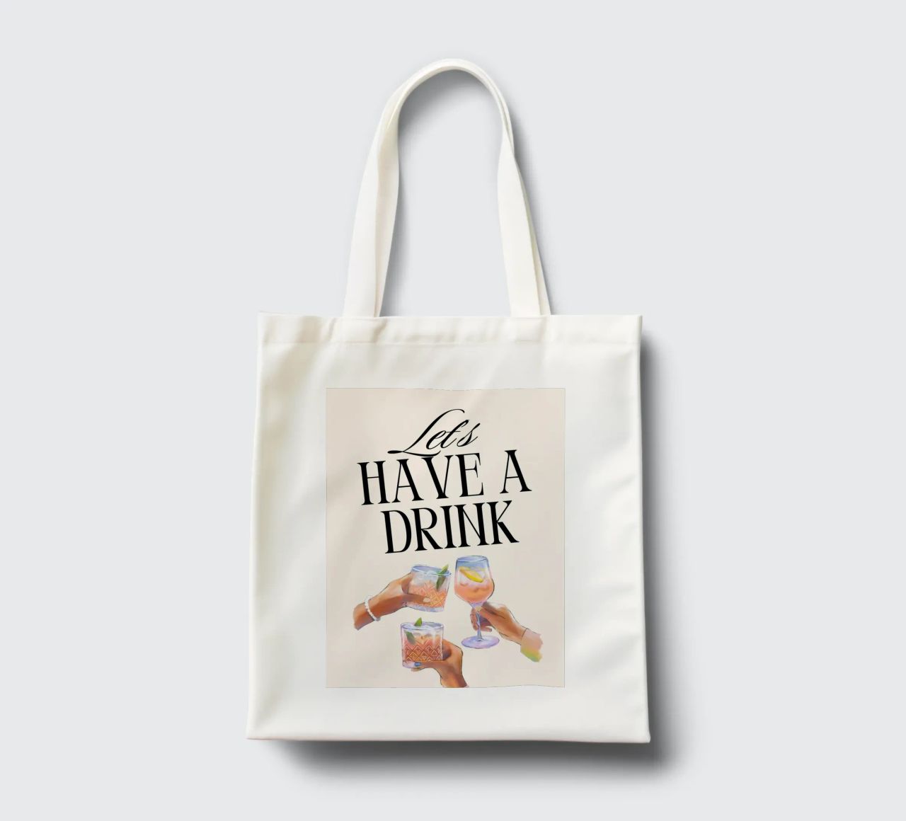 "Let's Have a Drink" – Retro Cheers Print with Clinking Glas borsa in juta da PrintCessStudio