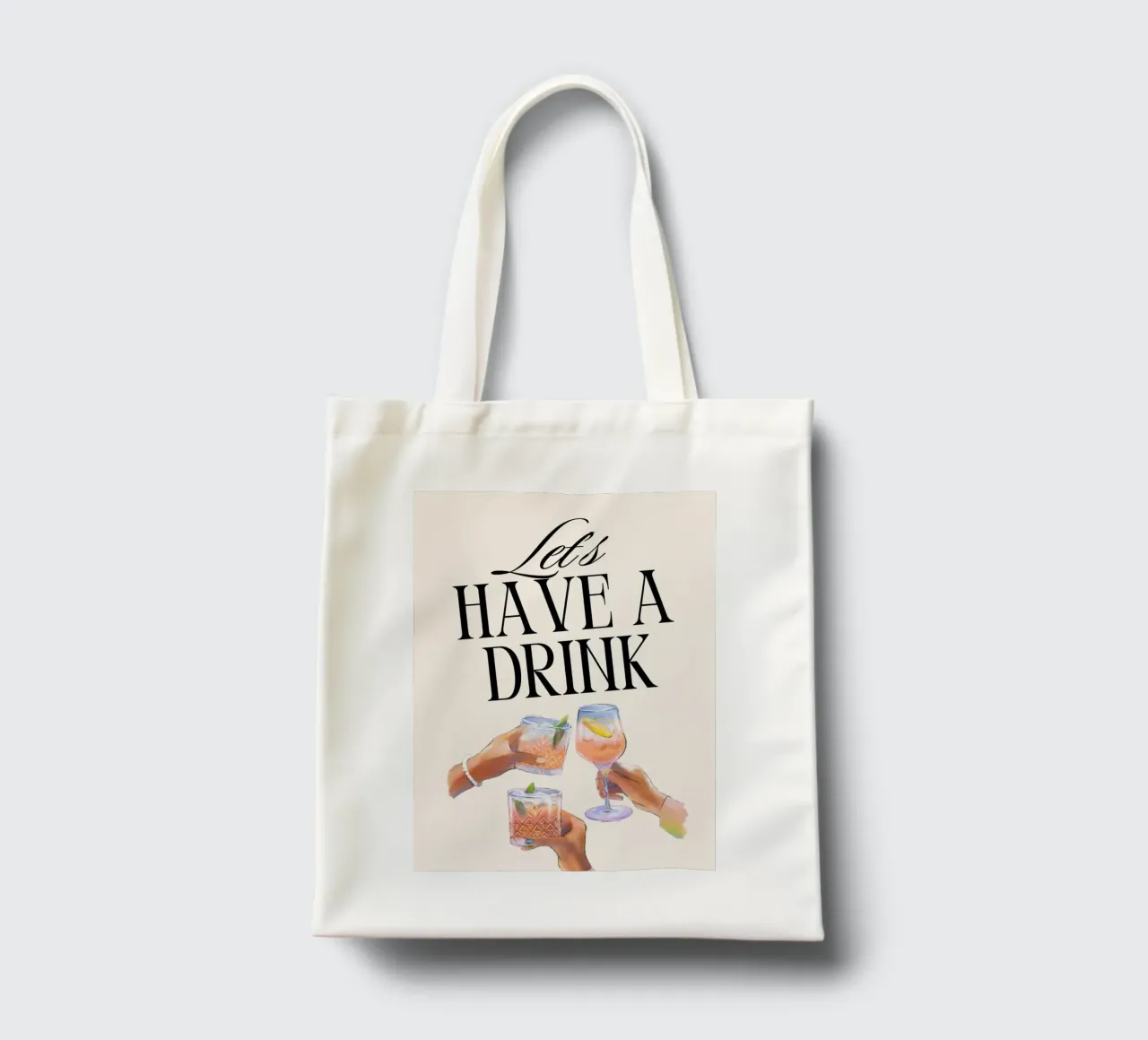 "Let's Have a Drink" – Retro Cheers Print with Clinking Glas tote bag by PrintCessStudio