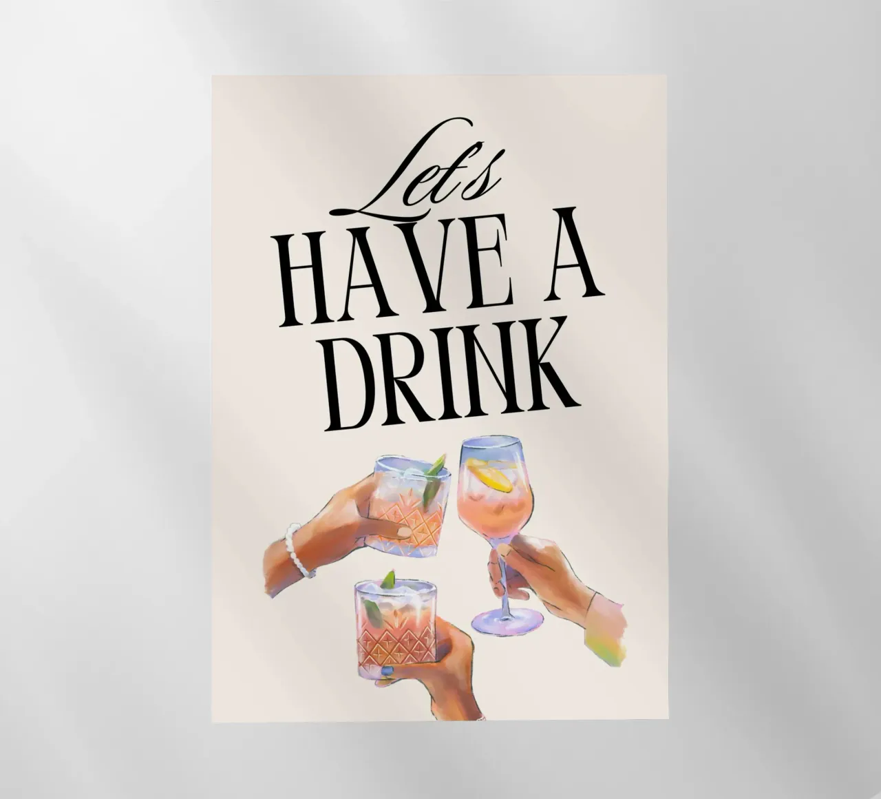 "Let's Have a Drink" – Retro Cheers Print with Clinking Glas pellicola backlit da PrintCessStudio