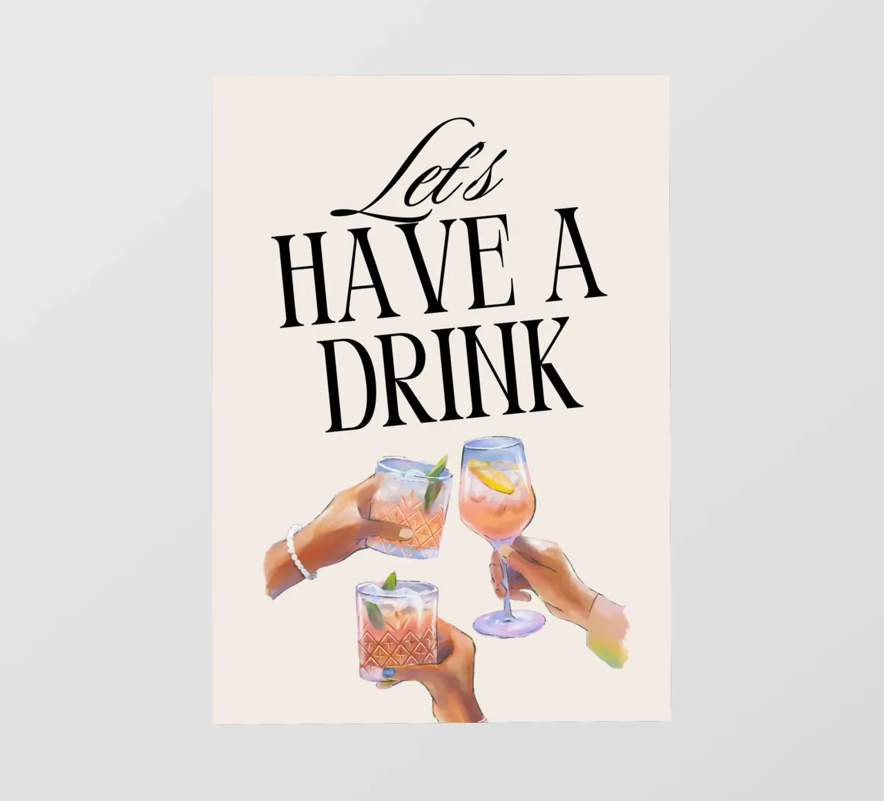 "Let's Have a Drink" – Retro Cheers Print with Clinking Glas film rétro-éclairé de PrintCessStudio