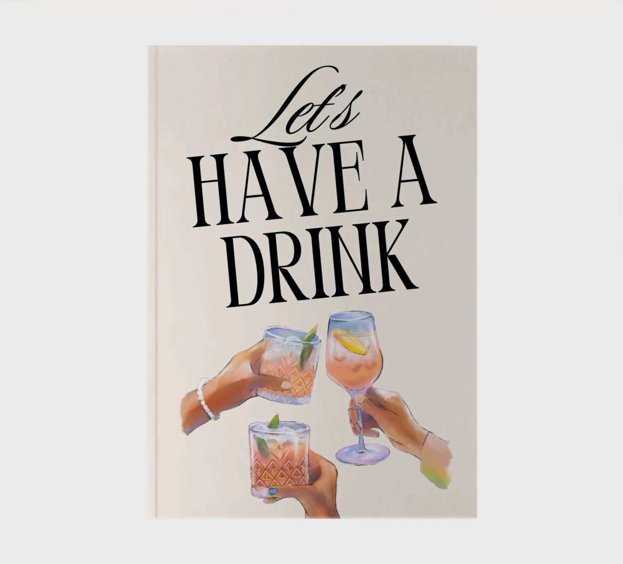 "Let's Have a Drink" – Retro Cheers Print with Clinking Glas notebook by PrintCessStudio