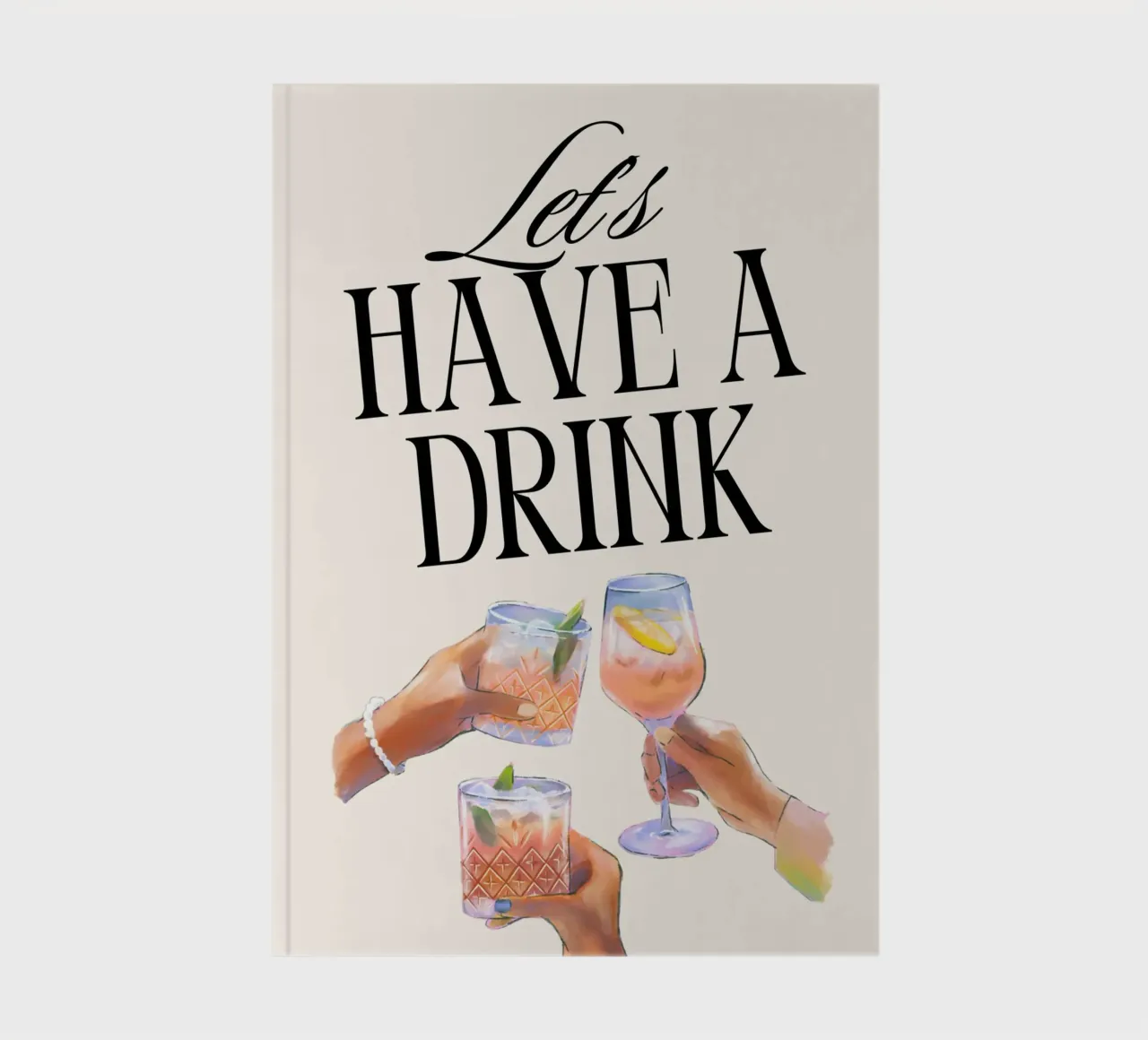 "Let's Have a Drink" – Retro Cheers Print with Clinking Glas Notizbuch von PrintCessStudio