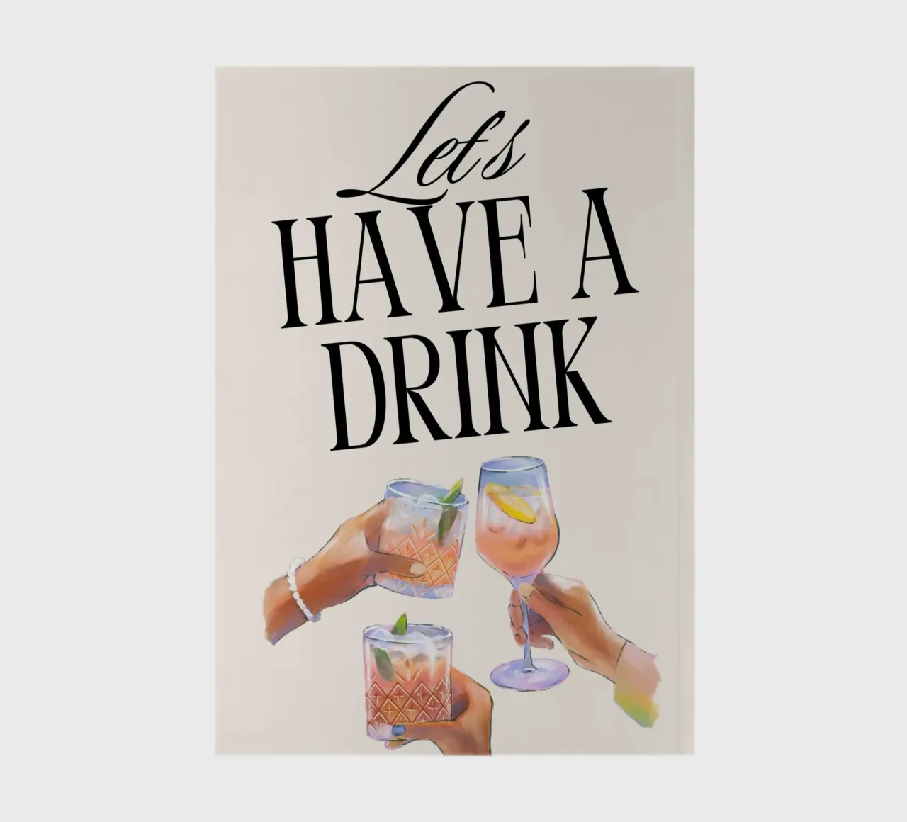 "Let's Have a Drink" – Retro Cheers Print with Clinking Glas notebook by PrintCessStudio