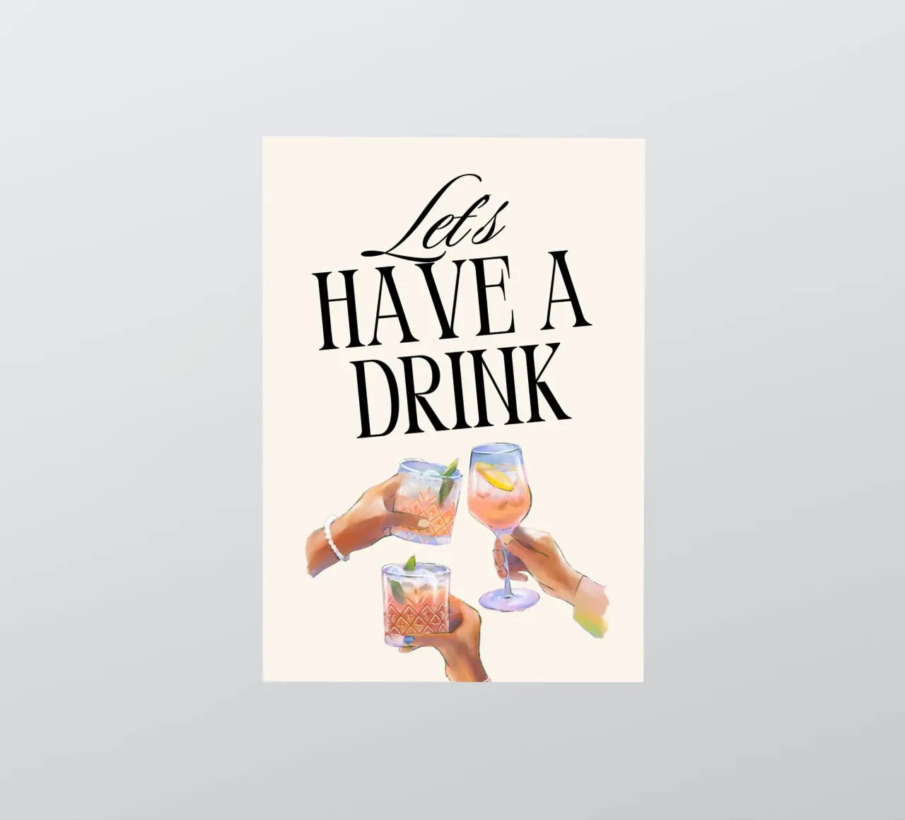 "Let's Have a Drink" – Retro Cheers Print with Clinking Glas pegatina de PrintCessStudio