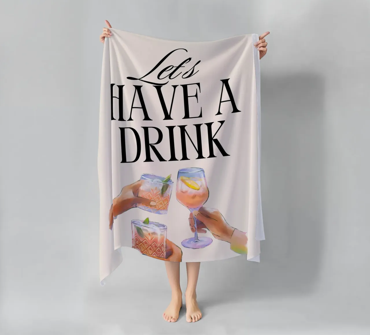 "Let's Have a Drink" – Retro Cheers Print with Clinking Glas telo mare da PrintCessStudio