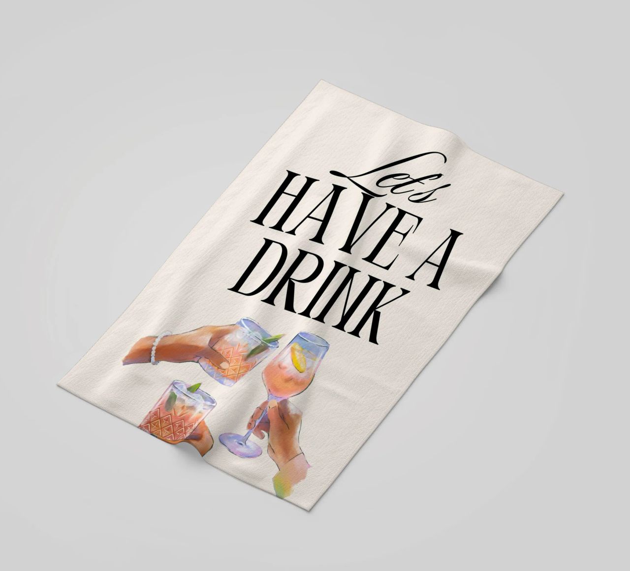 "Let's Have a Drink" – Retro Cheers Print with Clinking Glas telo mare da PrintCessStudio