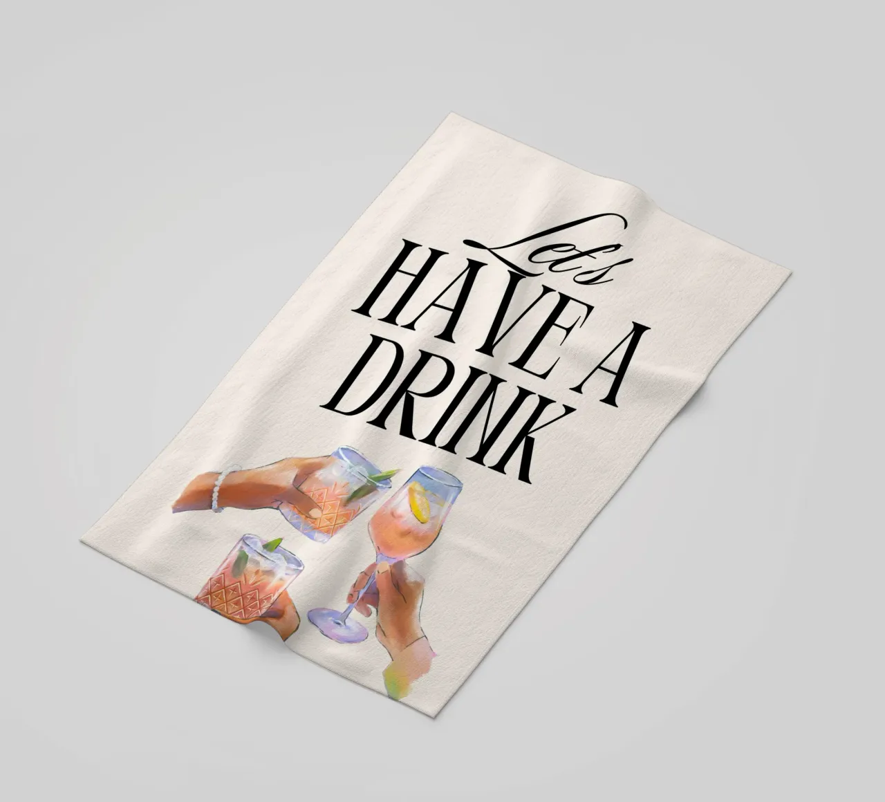 "Let's Have a Drink" – Retro Cheers Print with Clinking Glas telo mare da PrintCessStudio