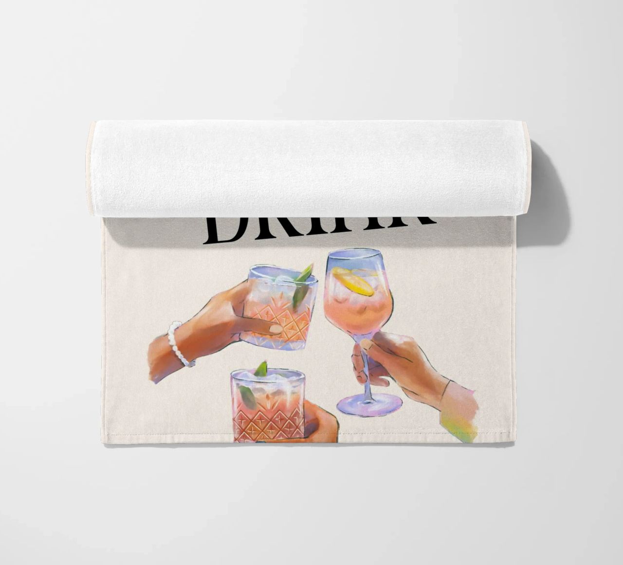 "Let's Have a Drink" – Retro Cheers Print with Clinking Glas telo mare da PrintCessStudio
