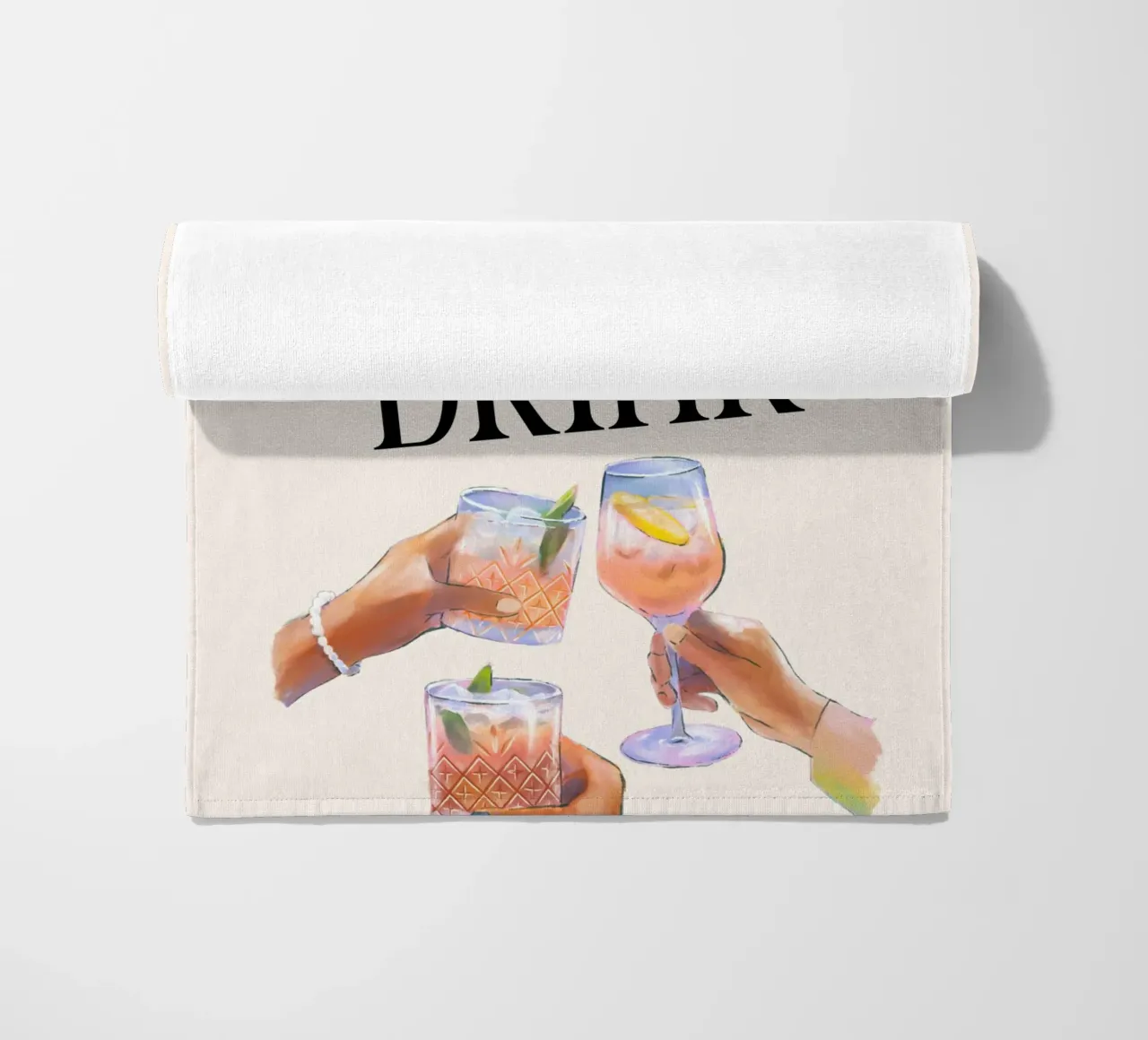 "Let's Have a Drink" – Retro Cheers Print with Clinking Glas telo mare da PrintCessStudio