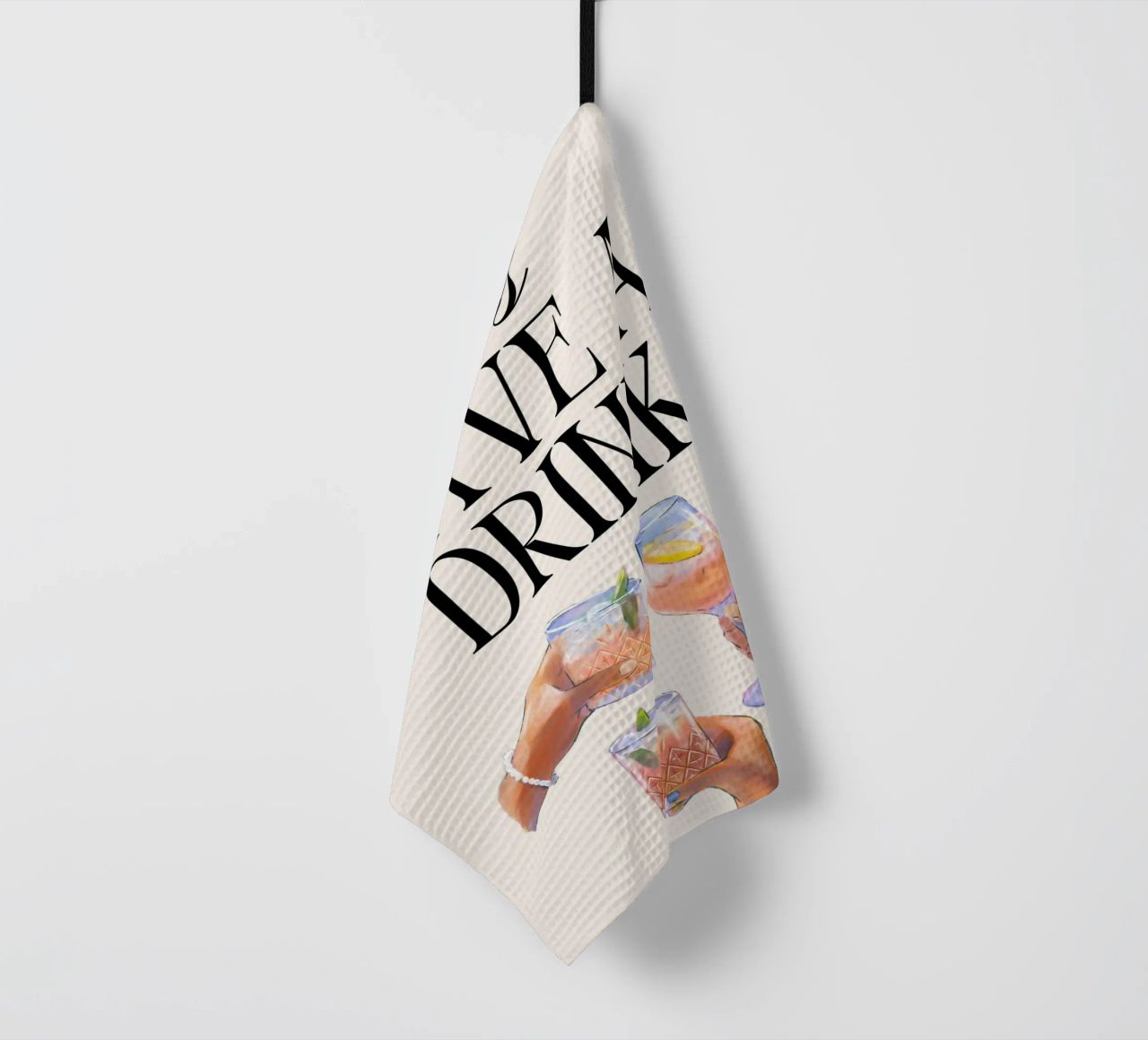 "Let's Have a Drink" – Retro Cheers Print with Clinking Glas canovaccio da cucina da PrintCessStudio