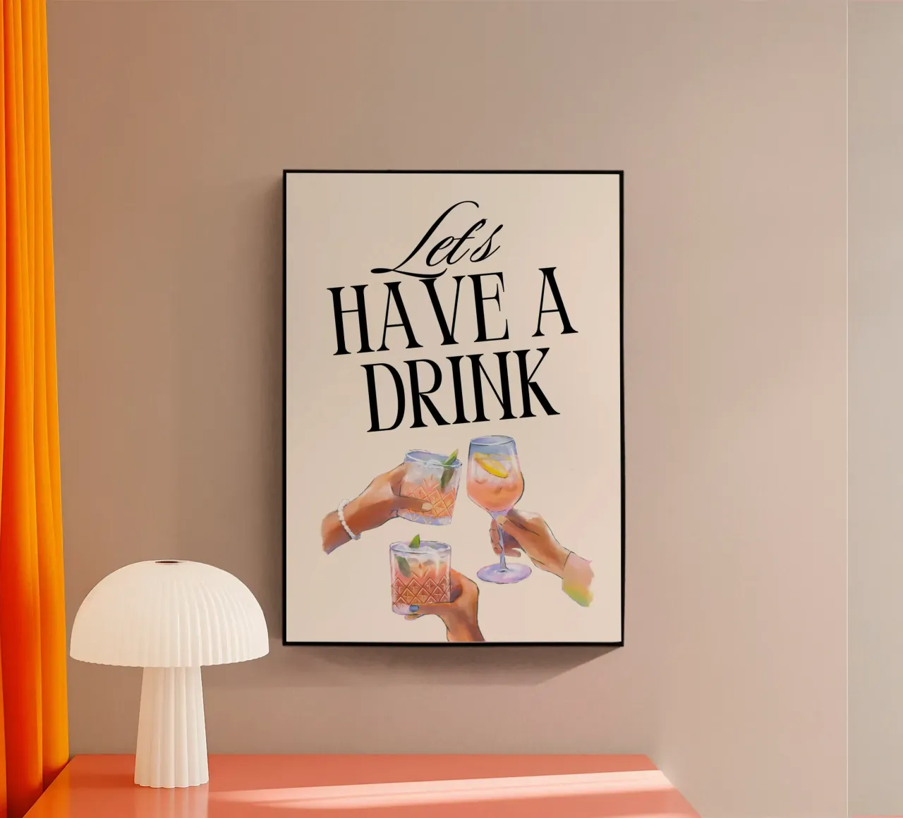 "Let's Have a Drink" – Retro Cheers Print with Clinking Glas plexiglass da PrintCessStudio