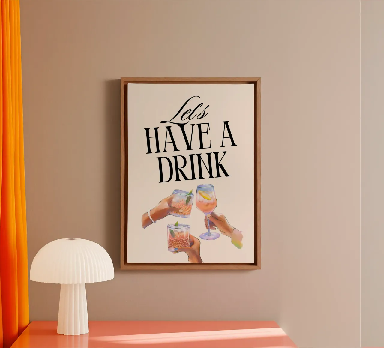 "Let's Have a Drink" – Retro Cheers Print with Clinking Glas canvas by PrintCessStudio