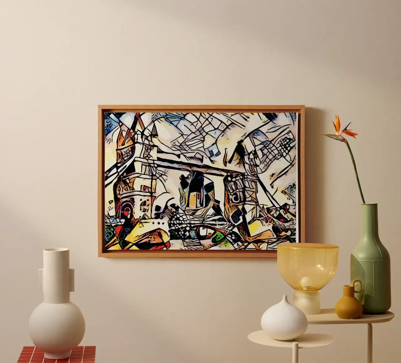 Kandinsky ontmoet Londen #5 canvas met Baklijst van ZAMART