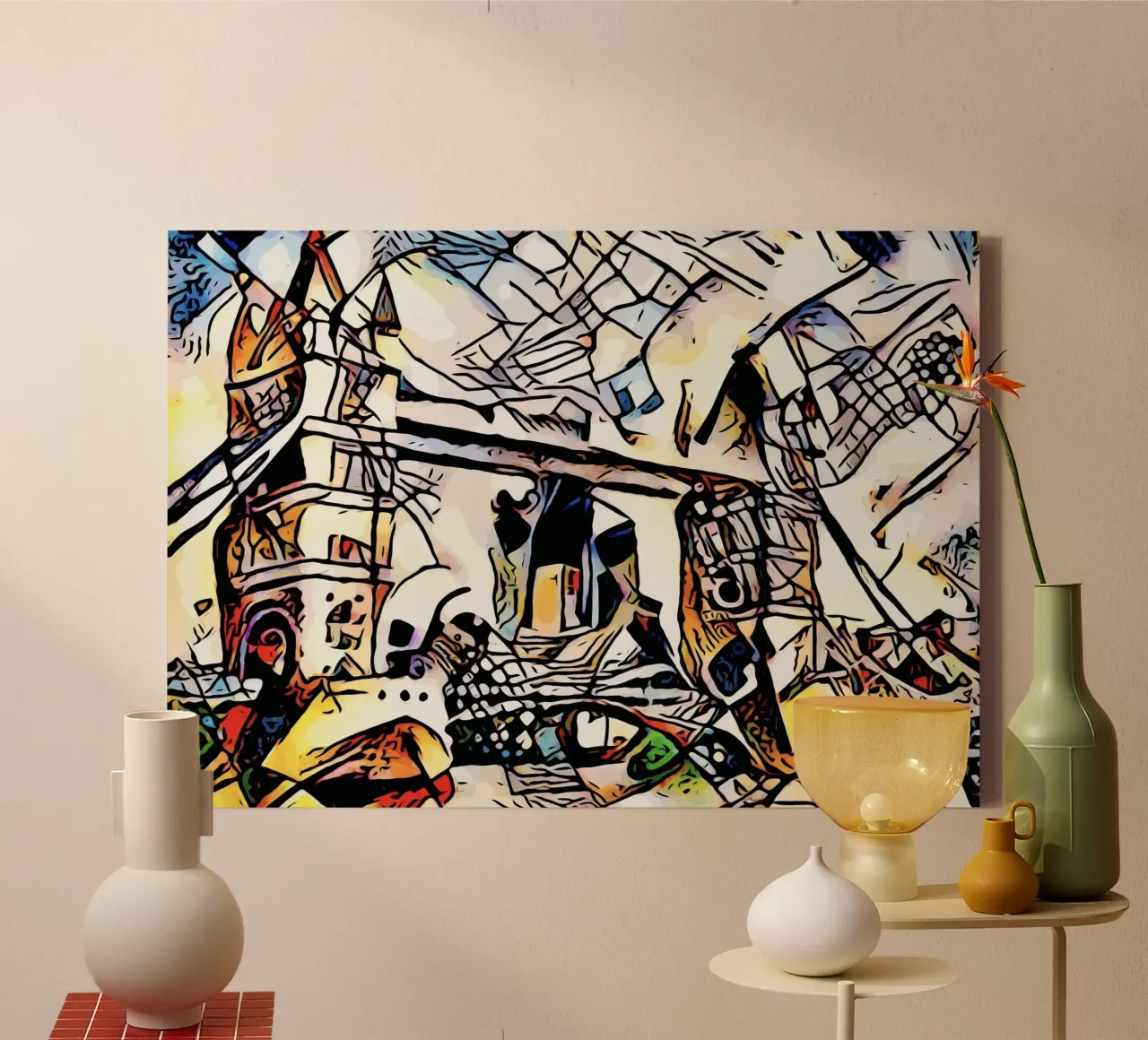 Kandinsky ontmoet Londen #5 canvas met Baklijst van ZAMART