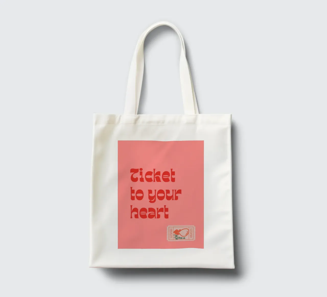 "Ticket to Your Heart" – Romantic and Playful Print borsa in juta da PrintCessStudio