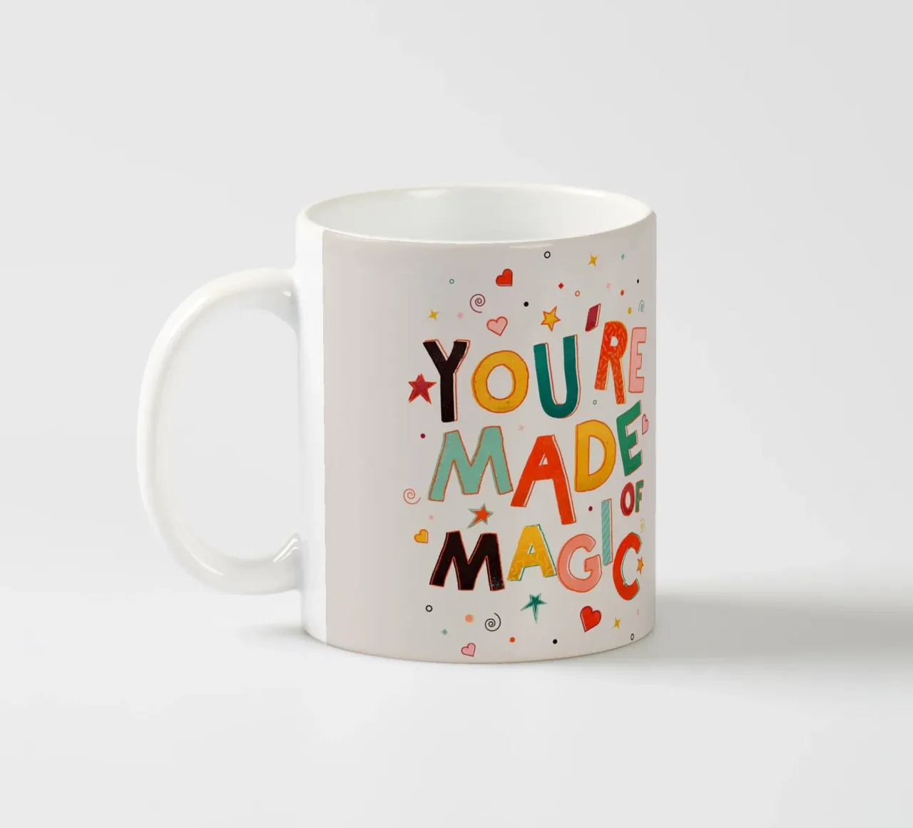 YOU'RE MADE OF MAGIC - colorful letters keramische mok van showmemars