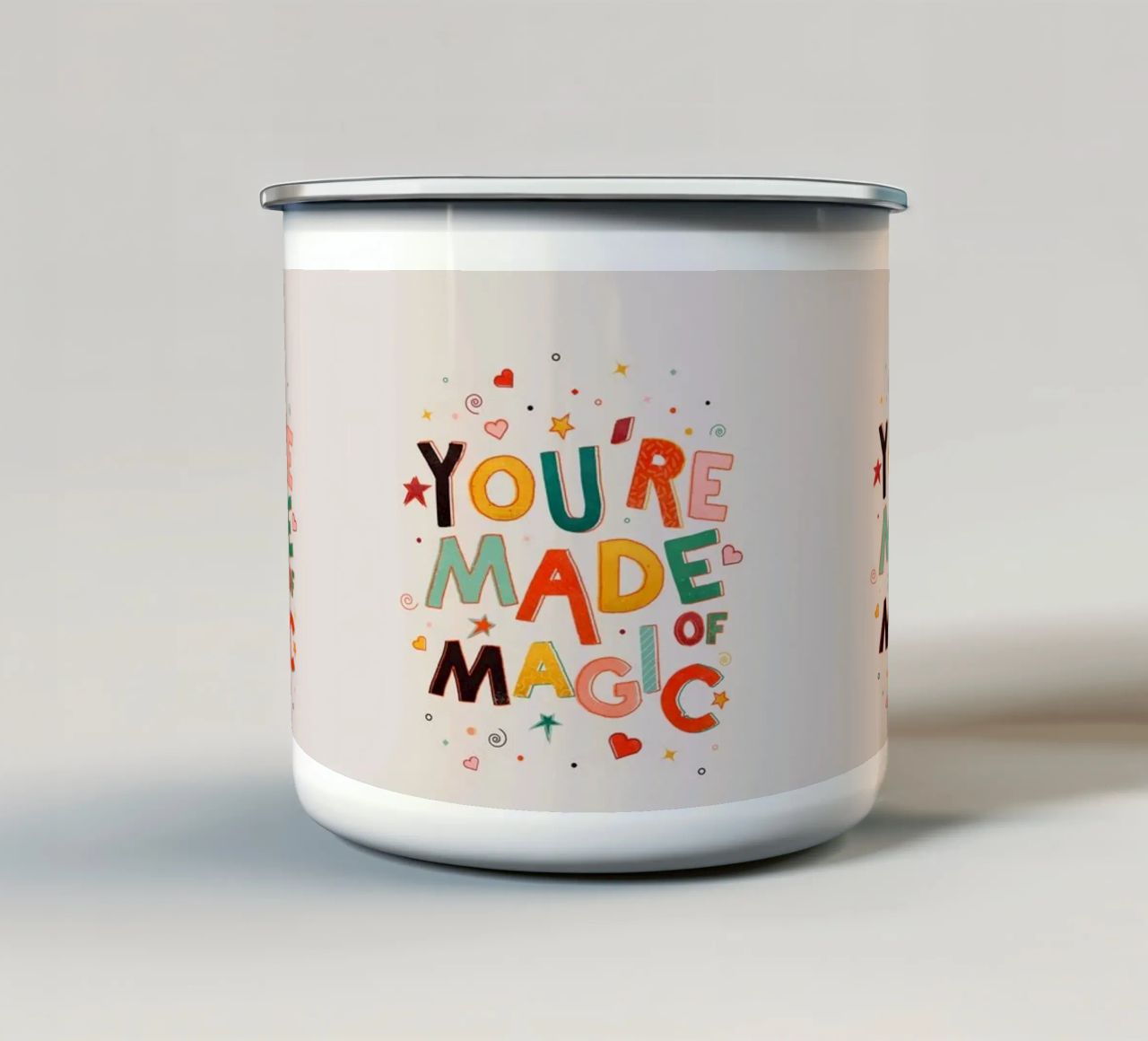 YOU'RE MADE OF MAGIC - colorful letters tazza in smalto da showmemars
