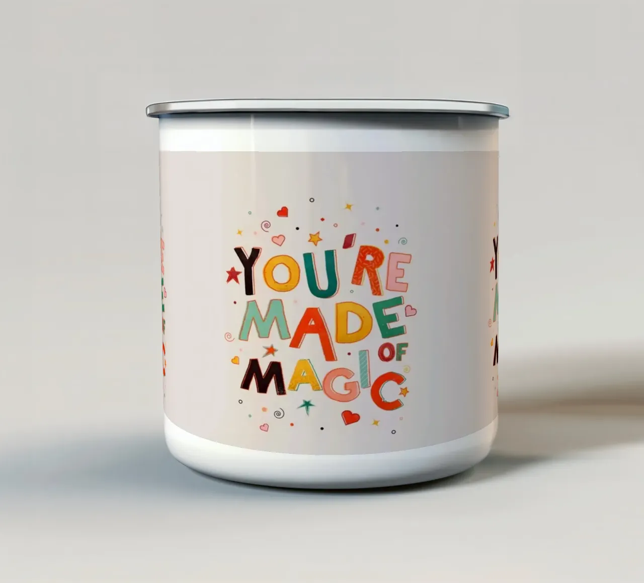 YOU'RE MADE OF MAGIC - colorful letters emaille mok van showmemars