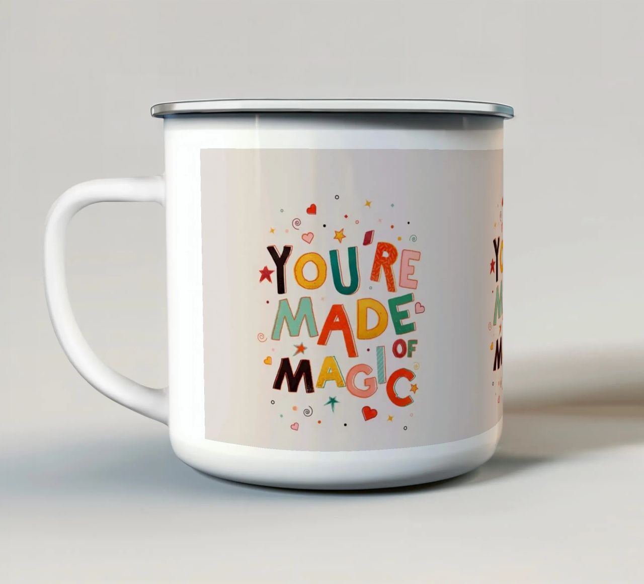 YOU'RE MADE OF MAGIC - colorful letters tazza in smalto da showmemars