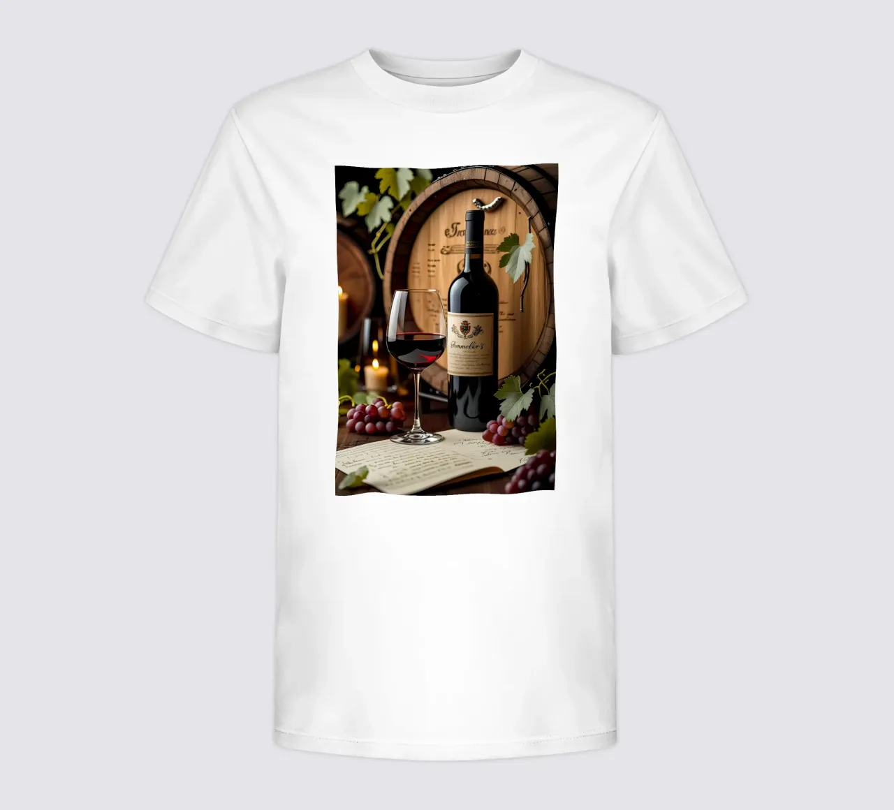 Natura morta bottiglia di vino con uva t-shirt bambini da 🎁 ARTVI-SHOP