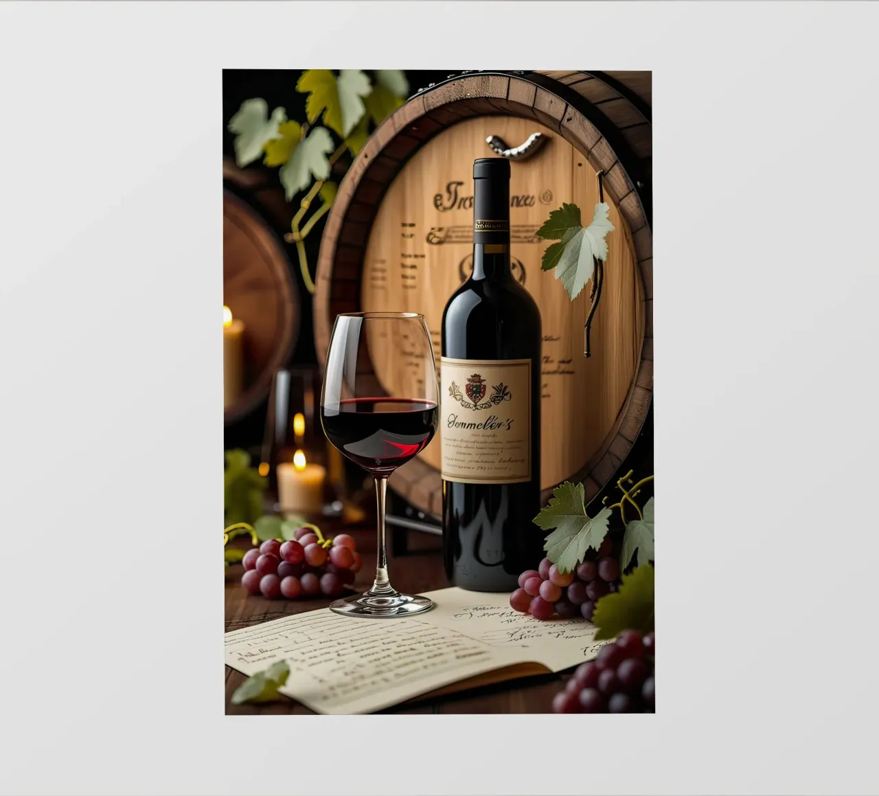 Natura morta bottiglia di vino con uva pellicola backlit da ARTVI-SHOP