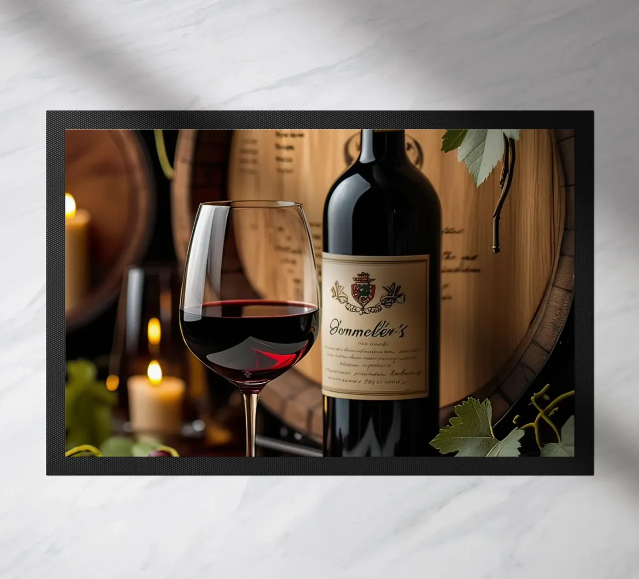 Natura morta bottiglia di vino con uva zerbino da ARTVI-SHOP