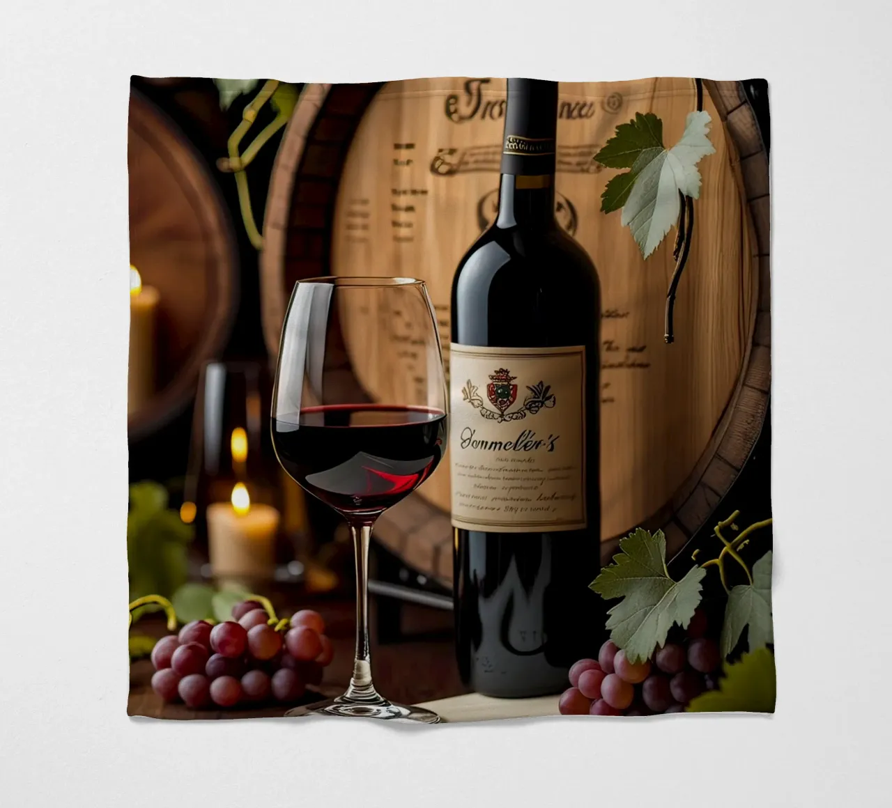 Natura morta bottiglia di vino con uva coperta in pile da ARTVI-SHOP