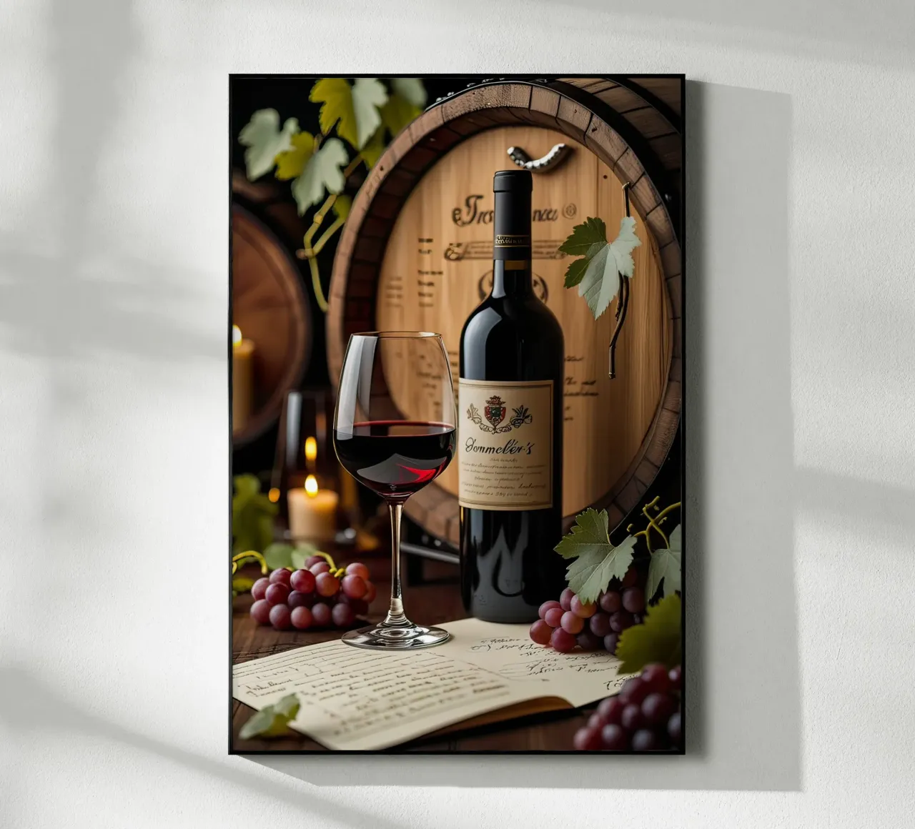 Natura morta bottiglia di vino con uva plexiglass da ARTVI-SHOP