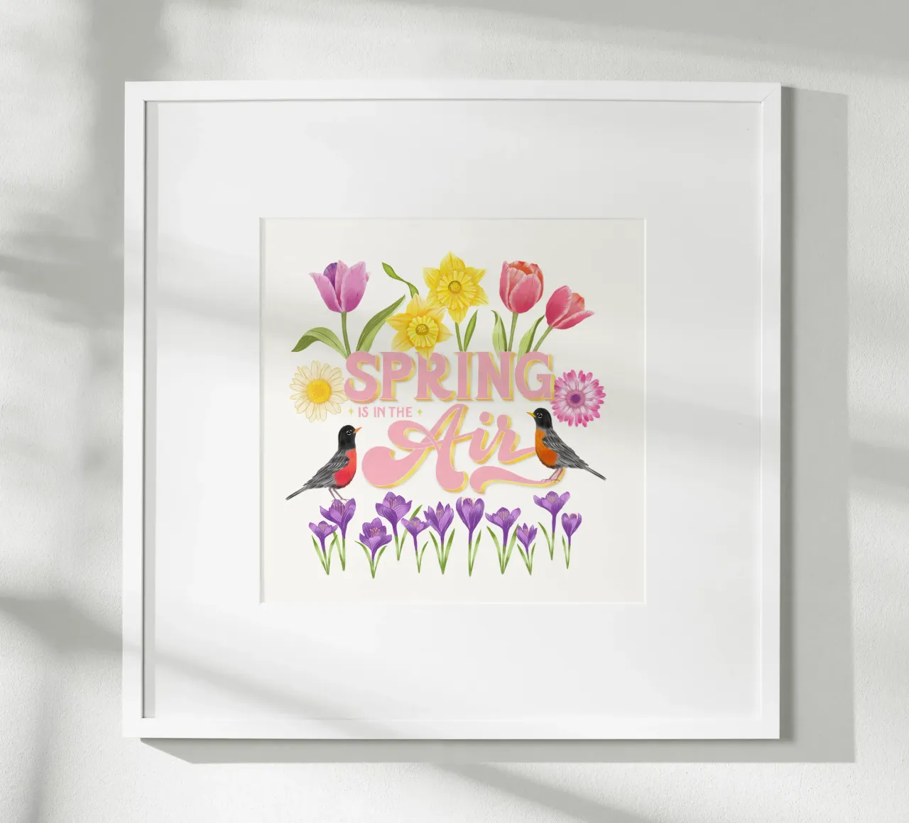 Spring Is In The Air. Heralds of spring. Typography, flowers and birds hahnemühle by CalliLetters
