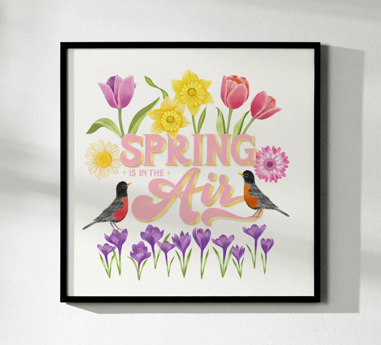 Spring Is In The Air. Heralds of spring. Typography, flowers and birds hahnemühle by CalliLetters