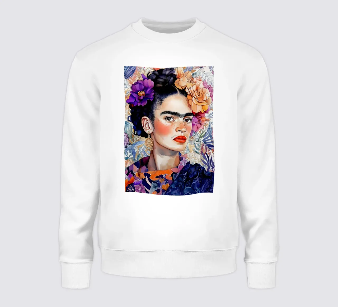 Ritratto di donna con fiori felpa da Justyna Jaszke JBJart