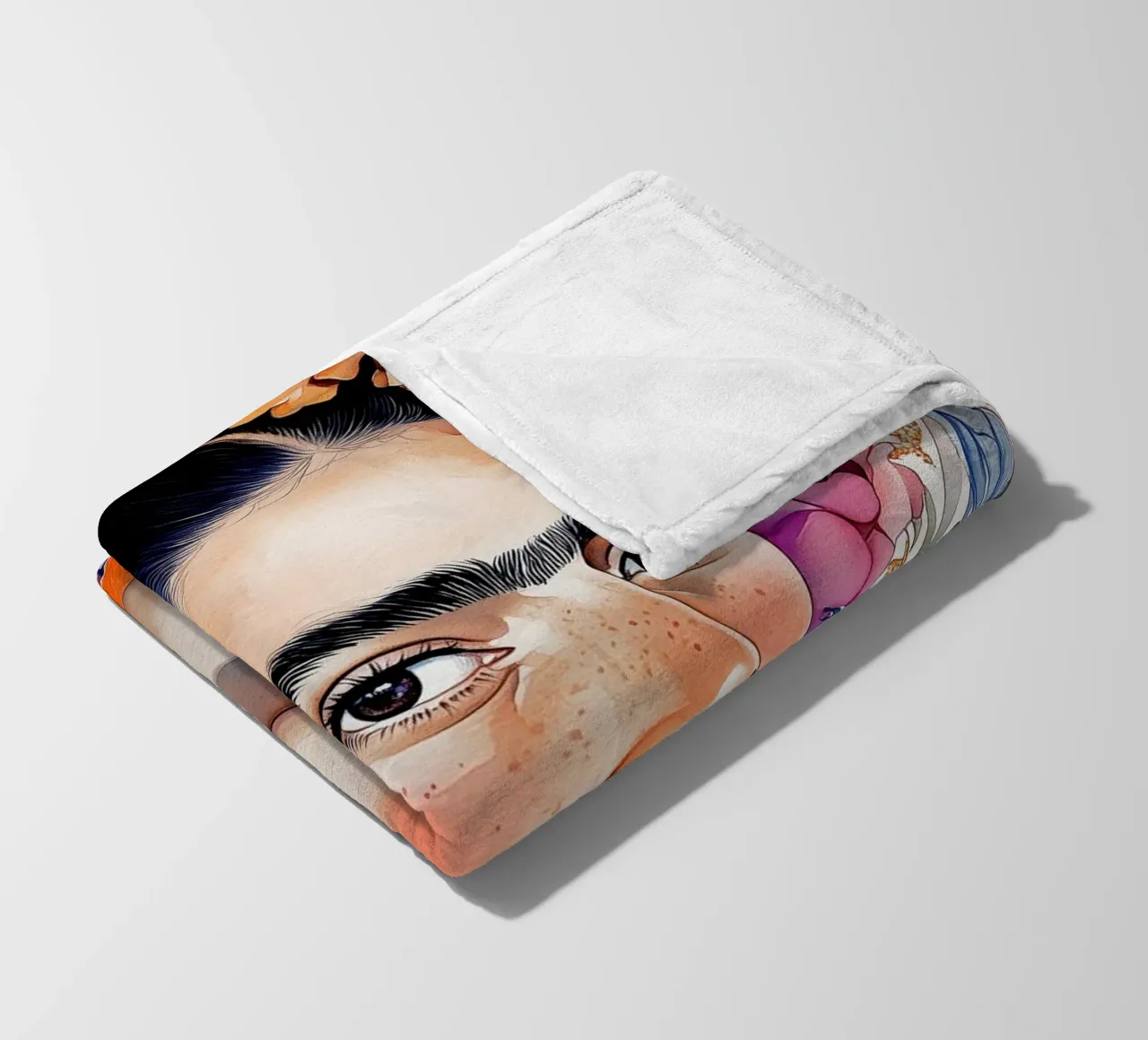 Ritratto di donna con fiori coperta in pile da Justyna Jaszke JBJart