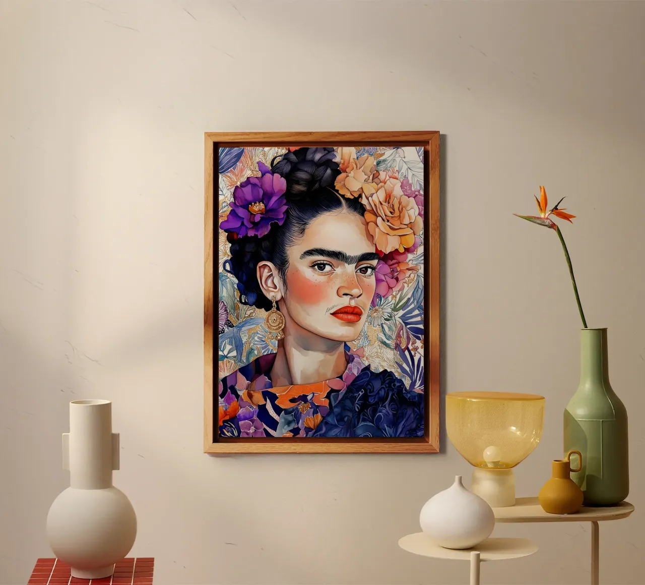 Vrouwenportret met bloemen forex-plaat van Justyna Jaszke JBJart
