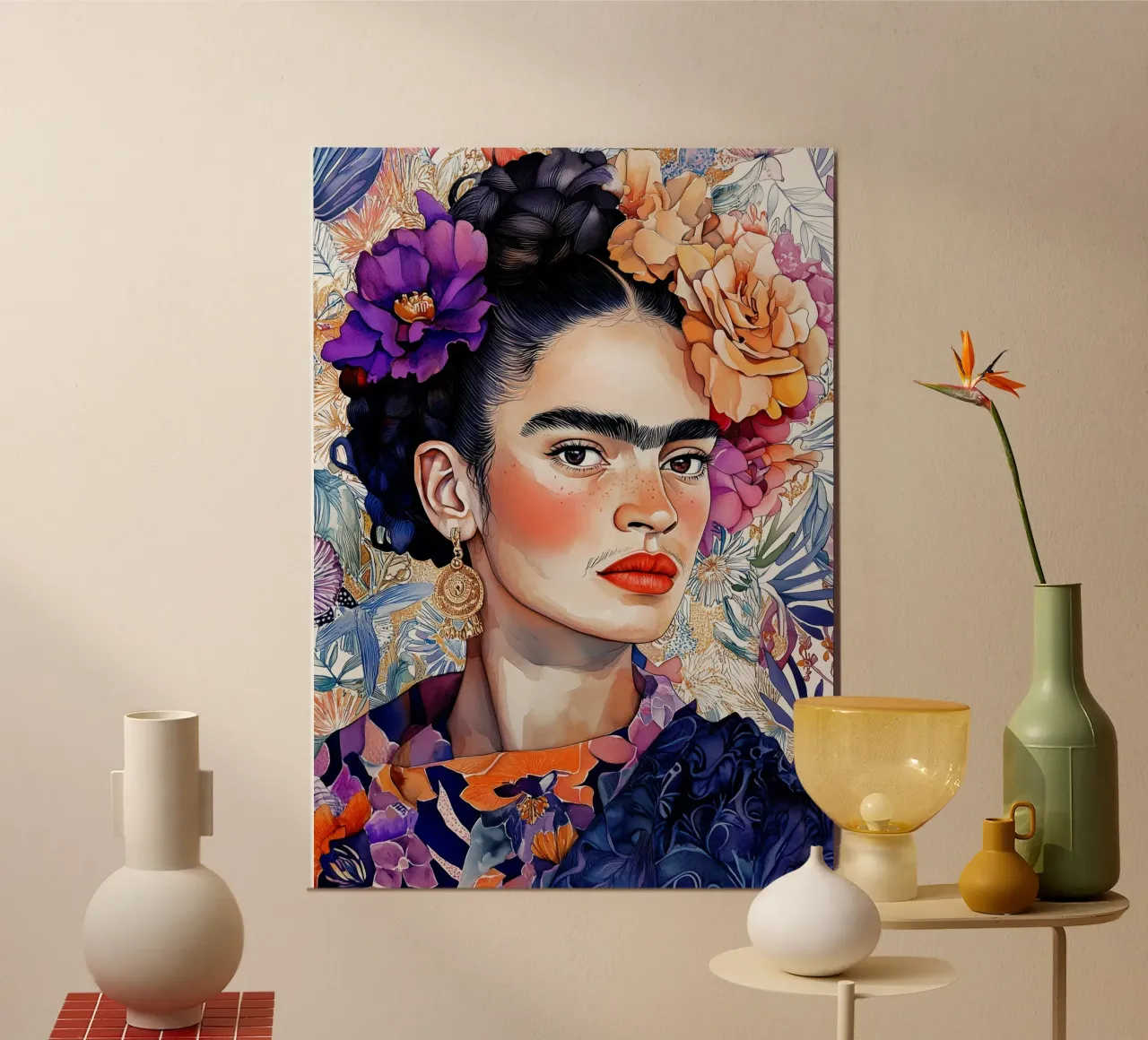 Ritratto di donna con fiori carta hahnemühle da Justyna Jaszke JBJart