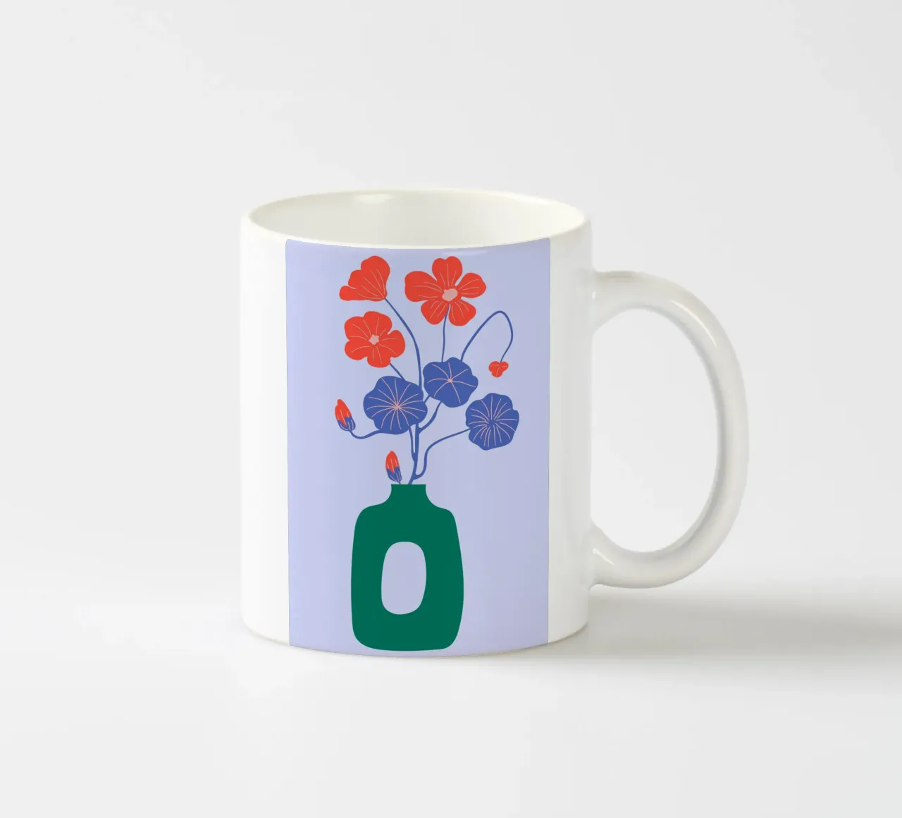 Abstracte vaas bloemsierkunst, Blauw en rood keramische mok van pdigitalprints