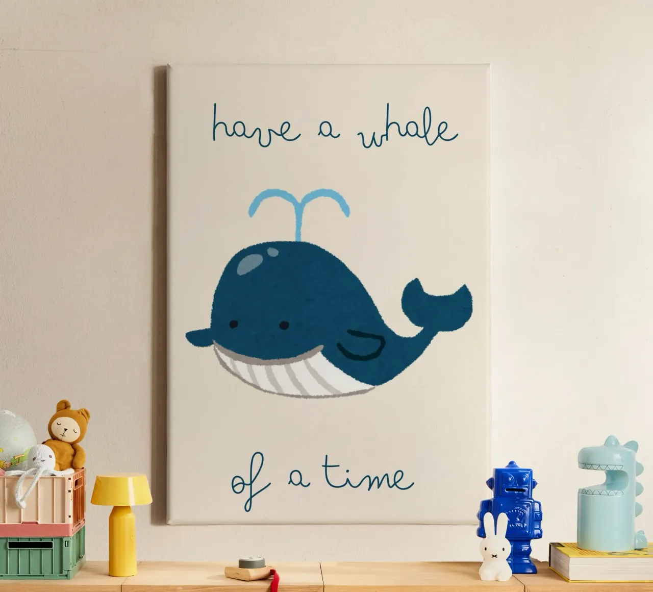 "Have a Whale of a Time" – Playful Whale Print for Kids tela da PrintCessStudio