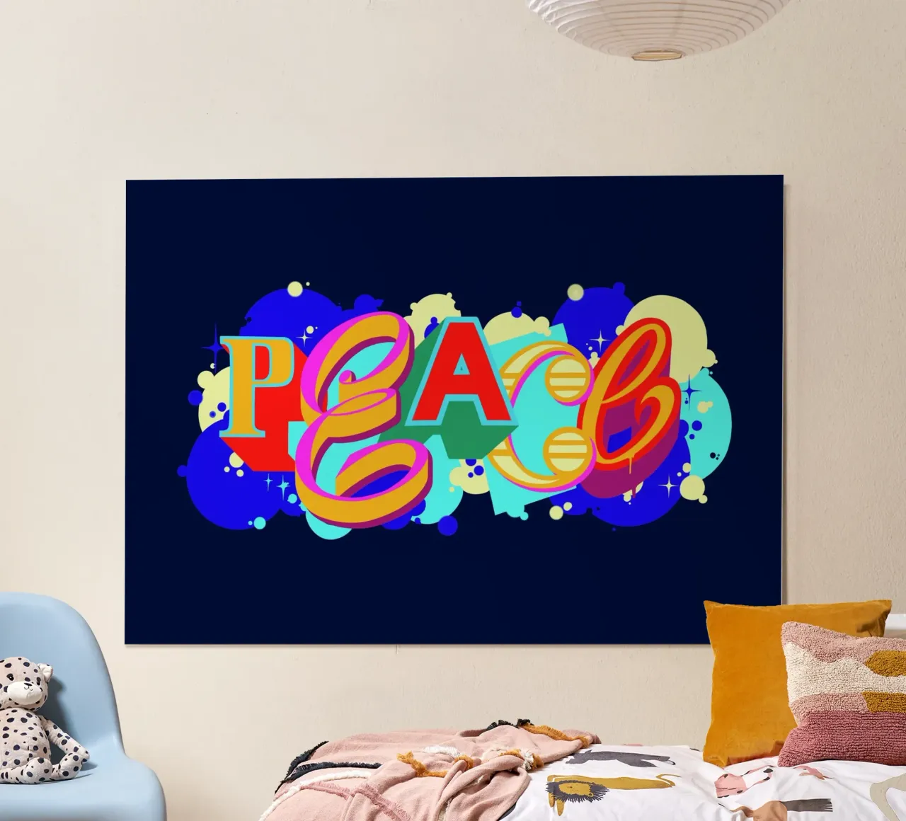 Peace poster con telaio in legno da Glettering